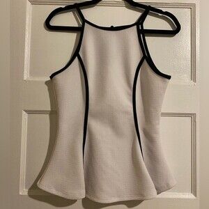 Bella D Peplum Black lined Fit and Flare Strappy Tank Top